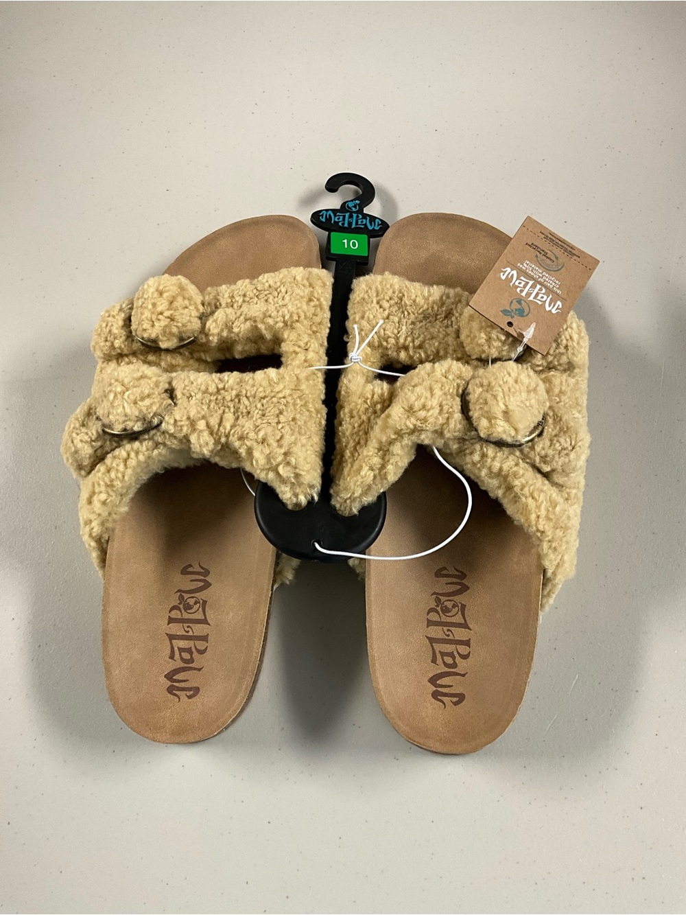 Plush Slide Sandals in Beige